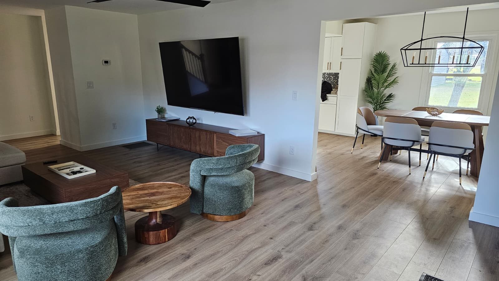 Open concept living and dining room